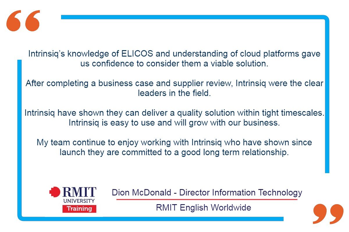 Testimonial quote from Dion McDonald, RMIT English Worldwide